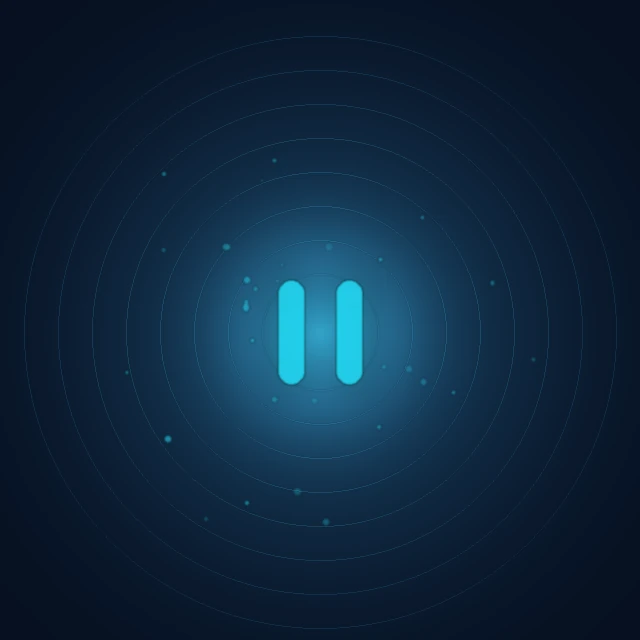 Abstract illustration of a rest break: a glowing pause symbol surrounded by concentric rings